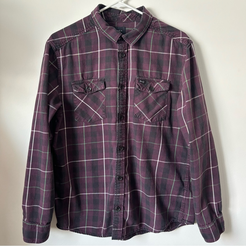 RVCA Multicolored Long Sleeve Collared Button Down Flannel